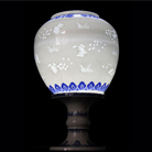 景德鎮(zhèn)青花玲瓏金魚(yú)皮燈